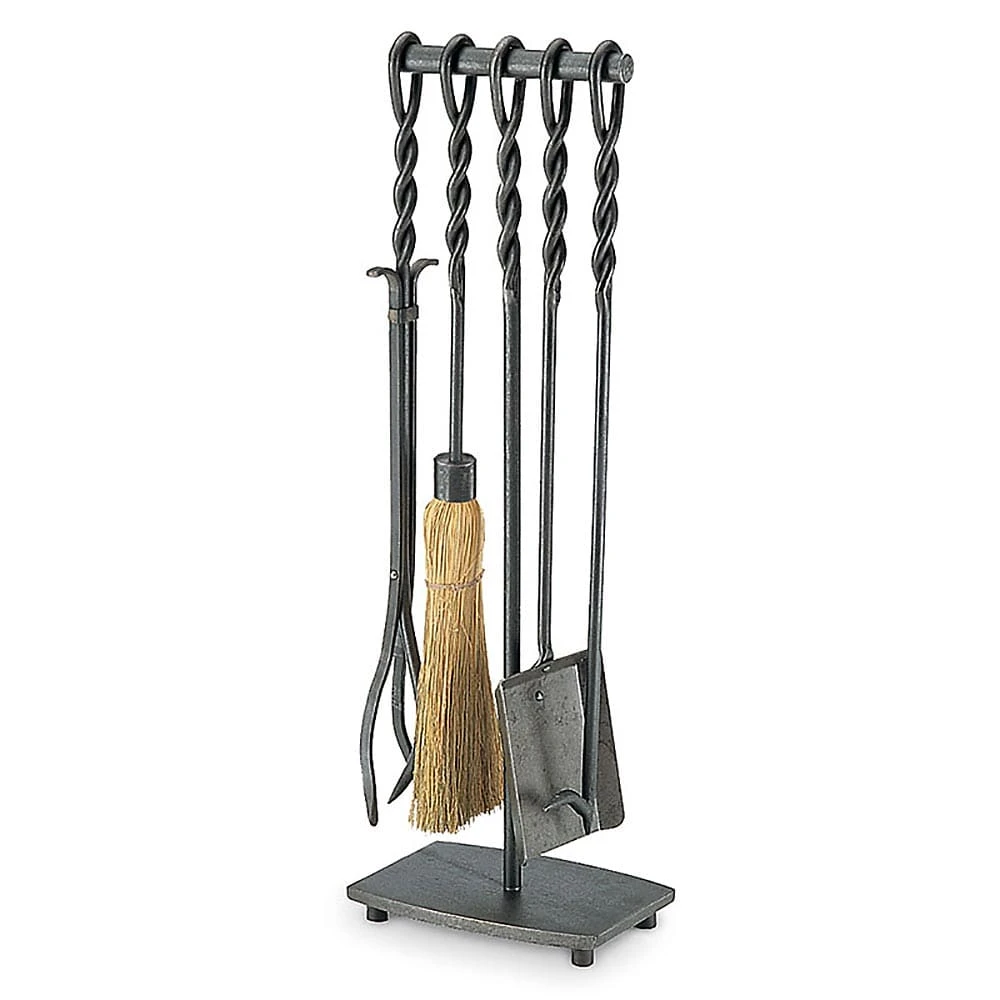 Pilgrim 5 Piece Soldiered Row Vintage Iron Fireplace Tool Set - 31-inH