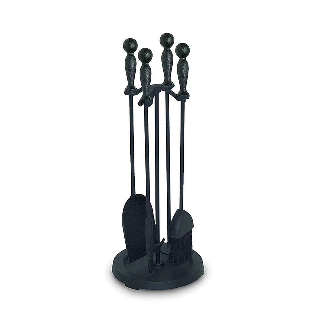 Pilgrim 5 Piece Iron Ball Matte Black Fireplace Tool Set - 23-inH