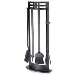 Pilgrim 5 Piece Portfolio Matte Black Fireplace Set - 33-in H -18178