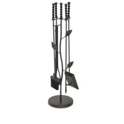 Pilgrim 5 Piece Garden Leaf Fireplace Tool Set, Black