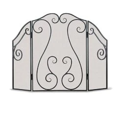 Pilgrim Antique Scroll 3-Panel Folding Screen, Black