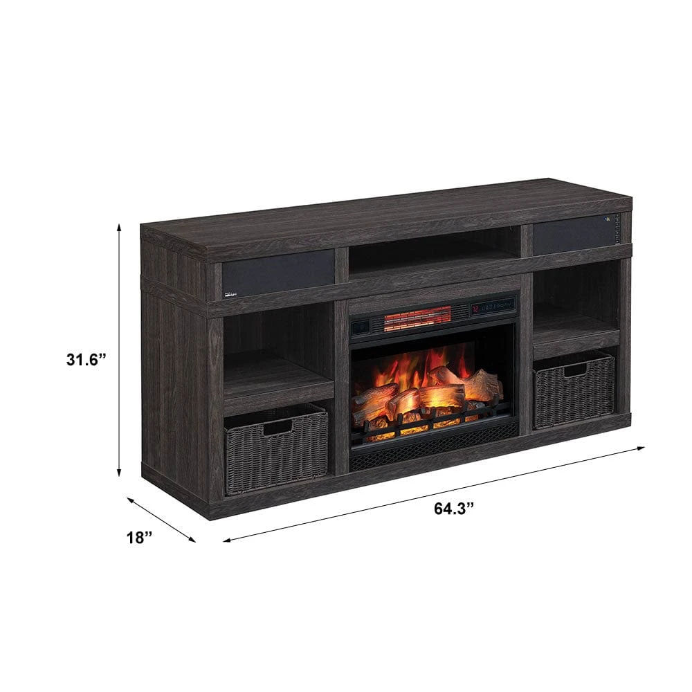 Greatlin Electric Fireplace Entertainment Center In Black Walnut - Image 11