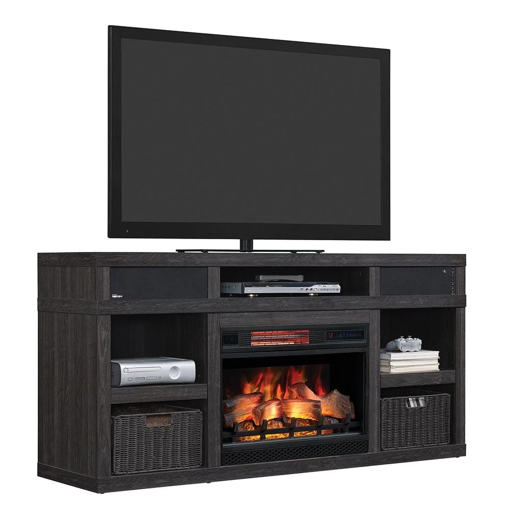 Greatlin Electric Fireplace Entertainment Center In Black Walnut - Image 2