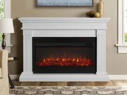 Beau Infrared Electric Fireplace Mantel Package In White