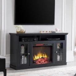 Brady Electric Fireplace TV Stand In Rustic Black