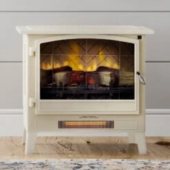 Country Living Cream Infrared Electric Fireplace Stove Heater