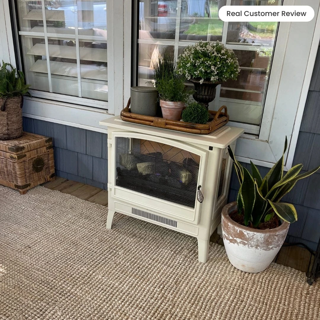 Country Living Cream Infrared Electric Fireplace Stove Heater - Image 11