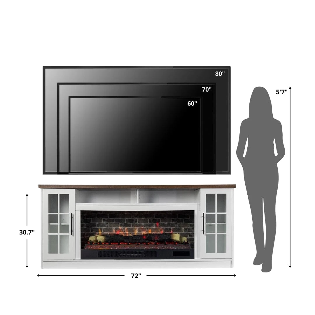 Dalton 72-in White Electric Fireplace TV Stand - Image 5
