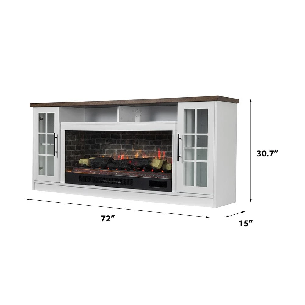 Dalton 72-in White Electric Fireplace TV Stand - Image 13