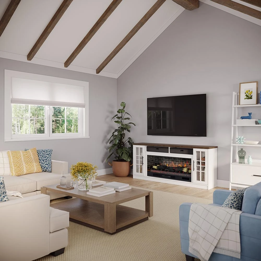 Dalton 72-in White Electric Fireplace TV Stand - Image 11