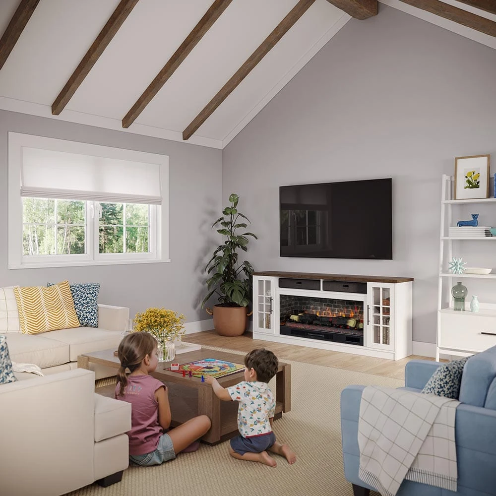 Dalton 72-in White Electric Fireplace TV Stand - Image 3