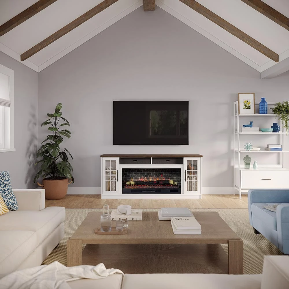 Dalton 72-in White Electric Fireplace TV Stand - Image 10