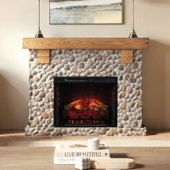 Country Living Glenbrook Stone Electric Fireplace Mantel Package