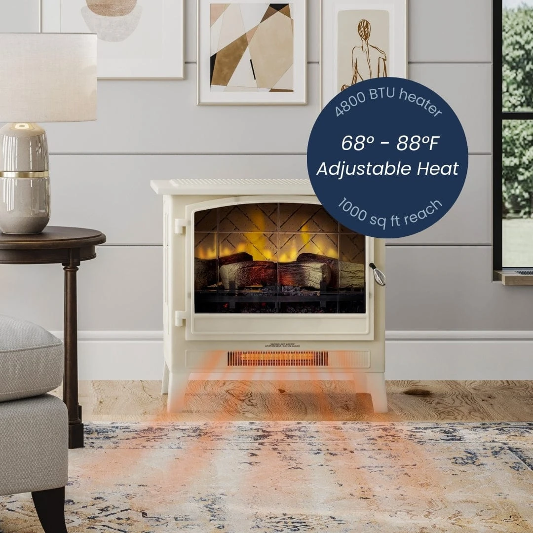 Country Living Cream Infrared Electric Fireplace Stove Heater - Image 9
