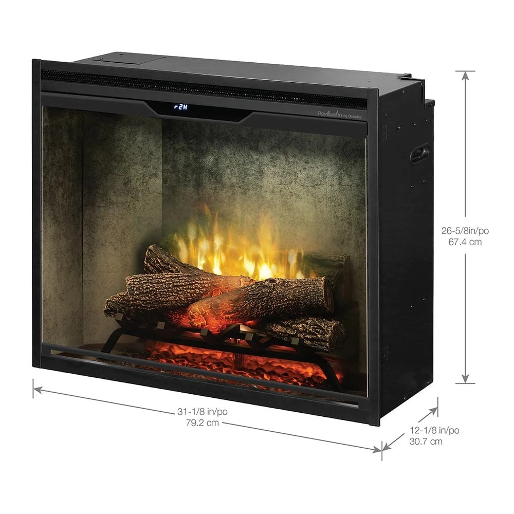 Dimplex 30" Revillusion Electric Firebox Weathered Concrete W/Glass Front & Plug Kit - Image 7