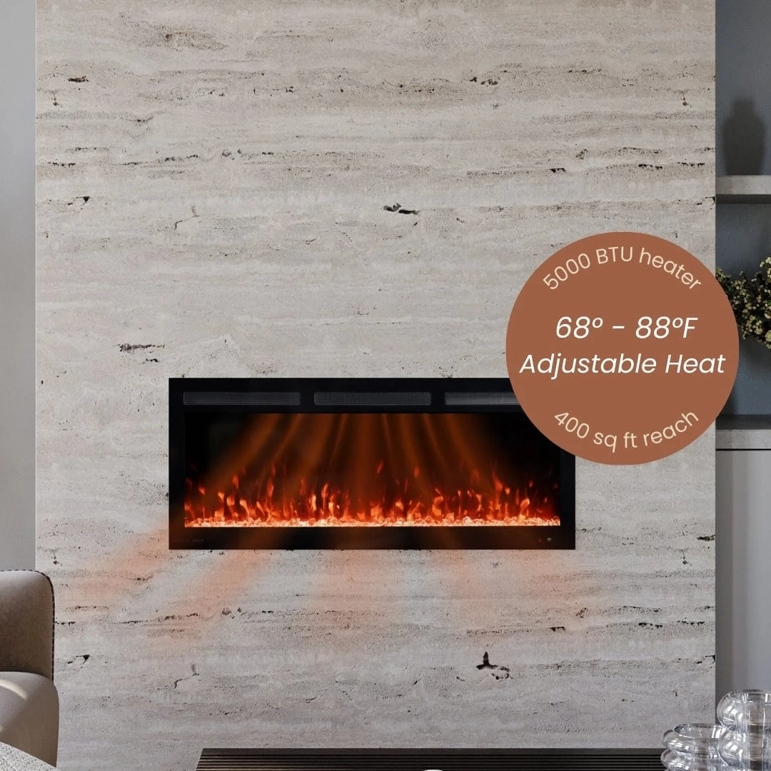 Modern Ember 42 In. Vibrance Built-In Smart Wi-Fi Enabled Linear Electric Fireplace With Remote Control And Adjustable Flame - Image 8