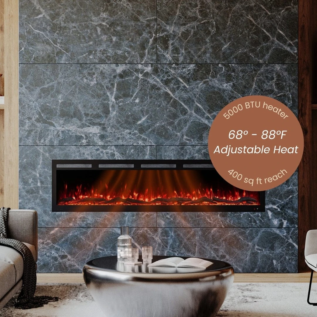 Modern Ember 72 In. Vibrance Built-In Smart Wi-Fi Enabled Linear Electric Fireplace With Remote Control And Adjustable Flame - Image 8