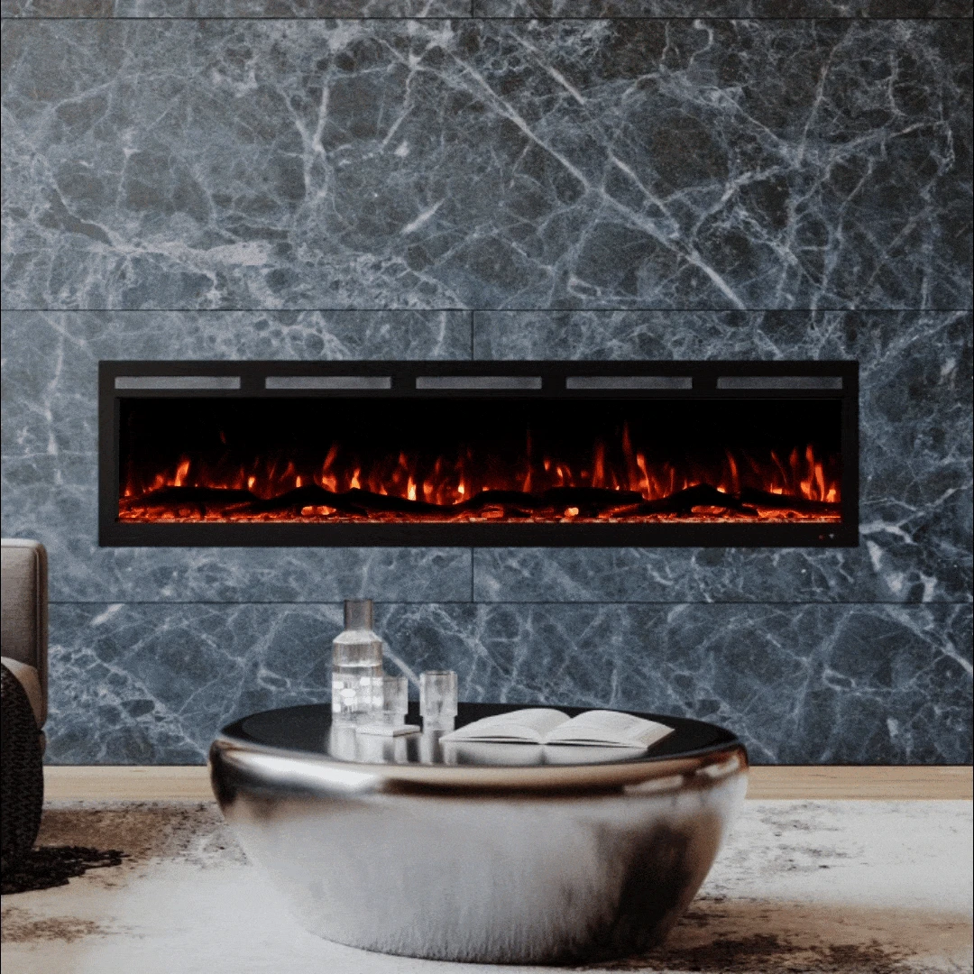 Modern Ember 72 In. Vibrance Built-In Smart Wi-Fi Enabled Linear Electric Fireplace With Remote Control And Adjustable Flame - Image 2