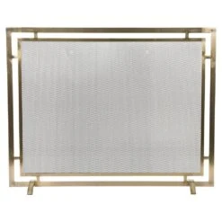 Gatsby Single Panel Fireplace Screen In Aged Brass