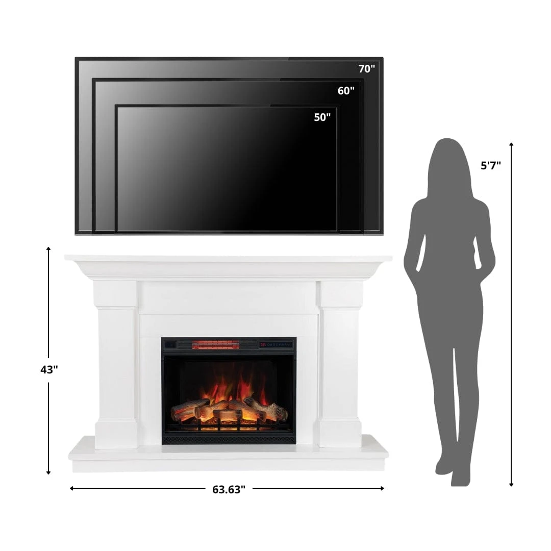 Modern Ember Lauderdale Electric Fireplace Mantel Package In White - Image 7