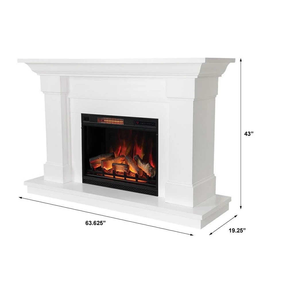 Modern Ember Lauderdale Electric Fireplace Mantel Package In White - Image 3