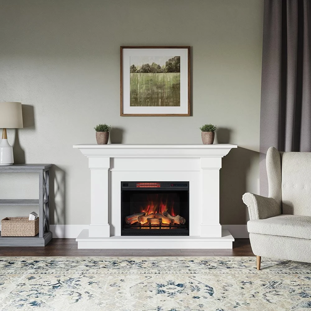 Modern Ember Lauderdale Electric Fireplace Mantel Package In White - Image 12