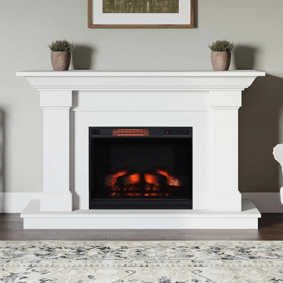 Modern Ember Lauderdale Electric Fireplace Mantel Package In White - Image 2