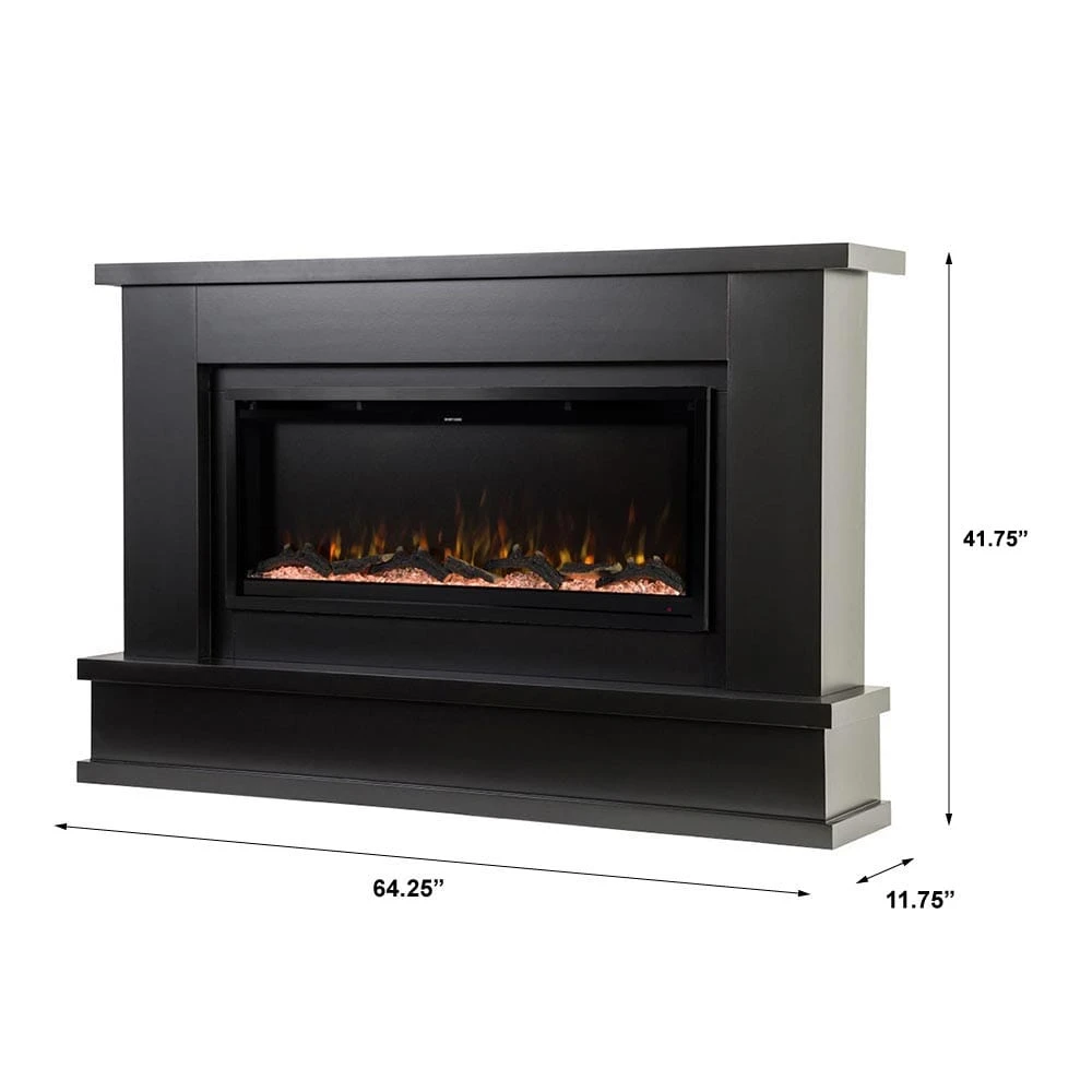 Modern Ember Patton Venetian Electric Fireplace Mantel Package In Black - Image 3