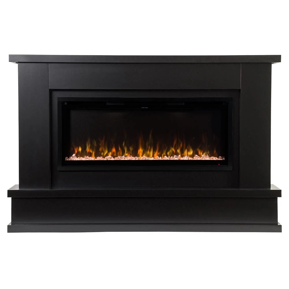 Modern Ember Patton Venetian Electric Fireplace Mantel Package In Black - Image 5
