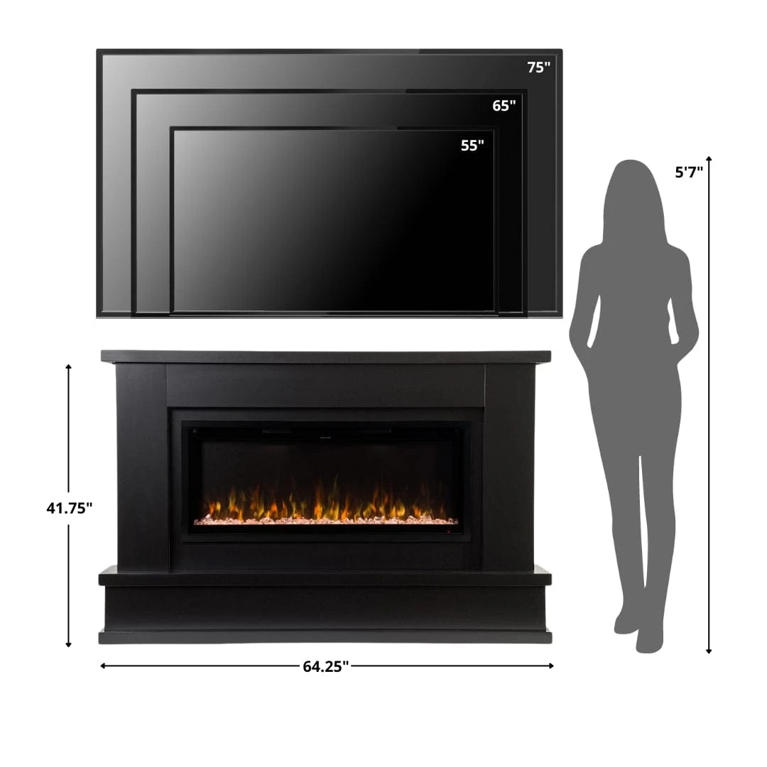 Modern Ember Patton Venetian Electric Fireplace Mantel Package In Black - Image 7
