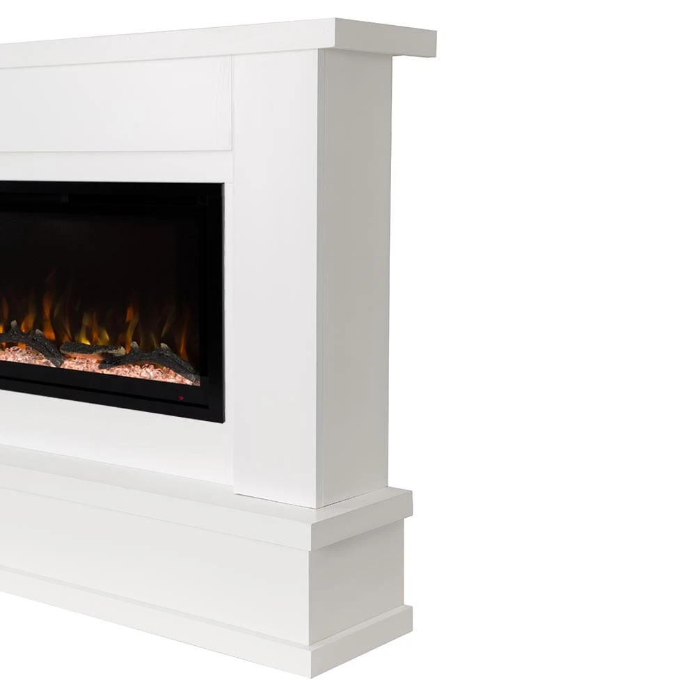 Modern Ember Patton Venetian Electric Fireplace Mantel Package In White - Image 4