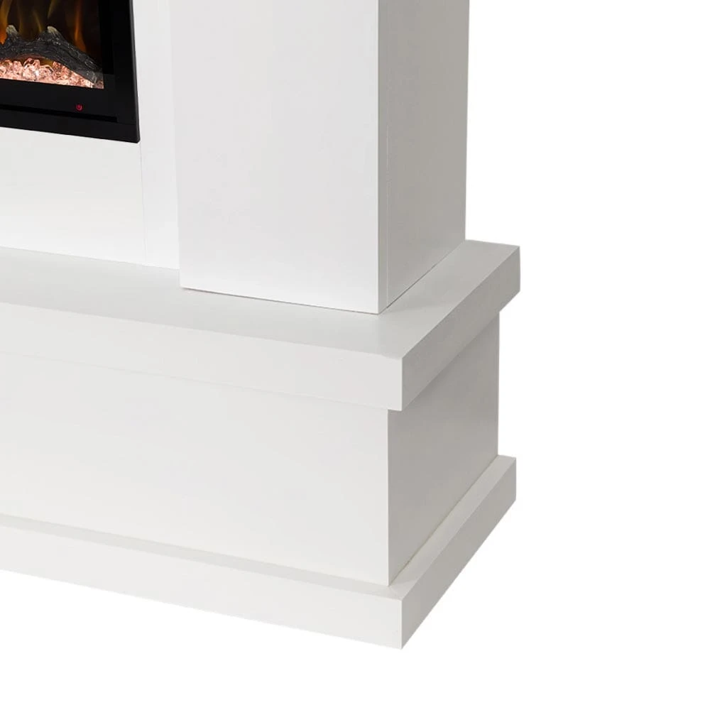 Modern Ember Patton Venetian Electric Fireplace Mantel Package In White - Image 9