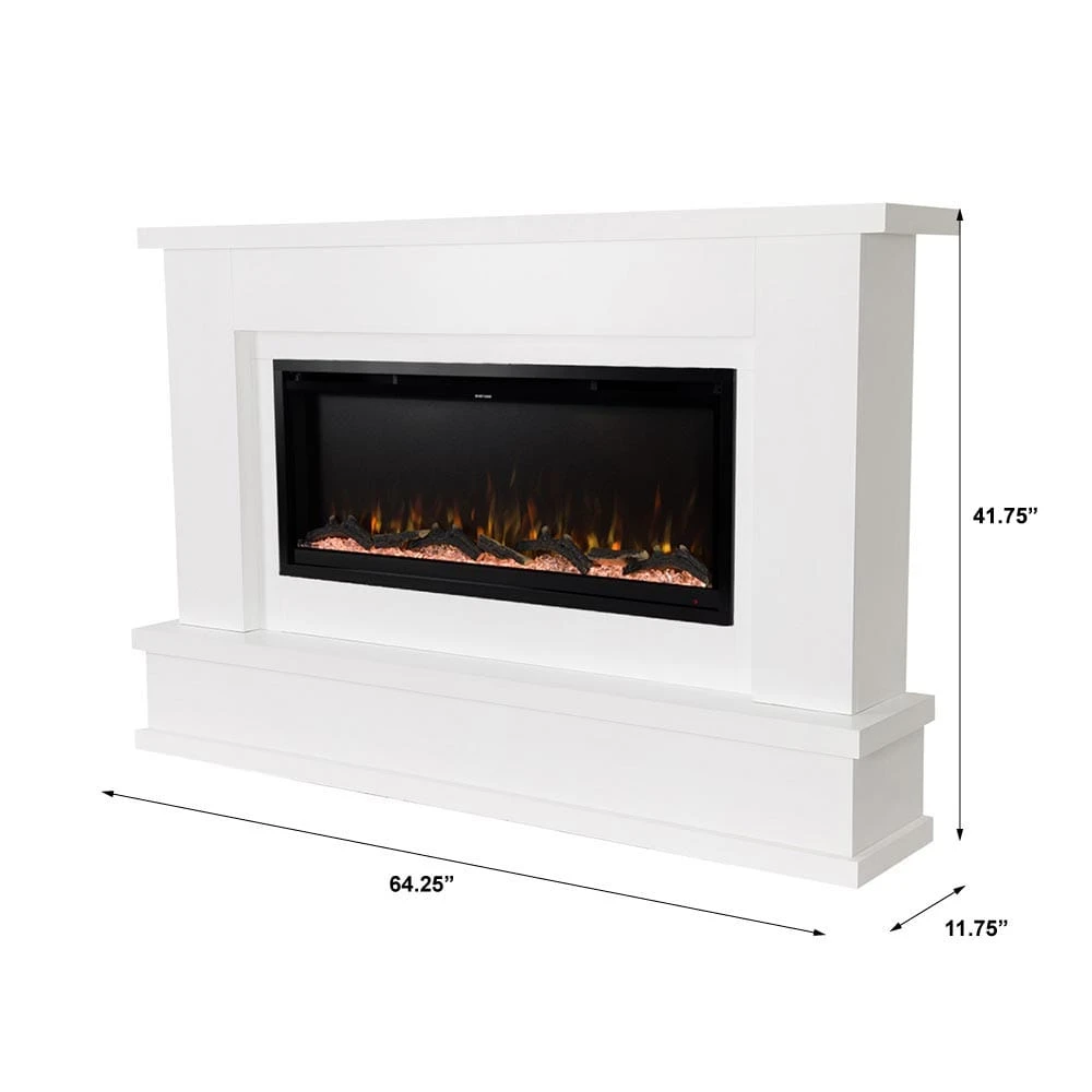 Modern Ember Patton Venetian Electric Fireplace Mantel Package In White - Image 15