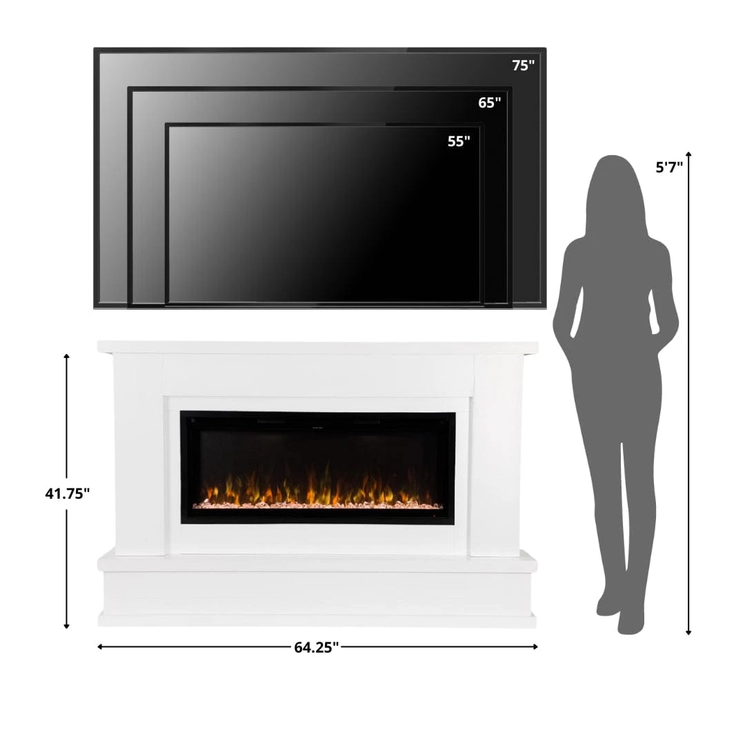 Modern Ember Patton Venetian Electric Fireplace Mantel Package In White - Image 7