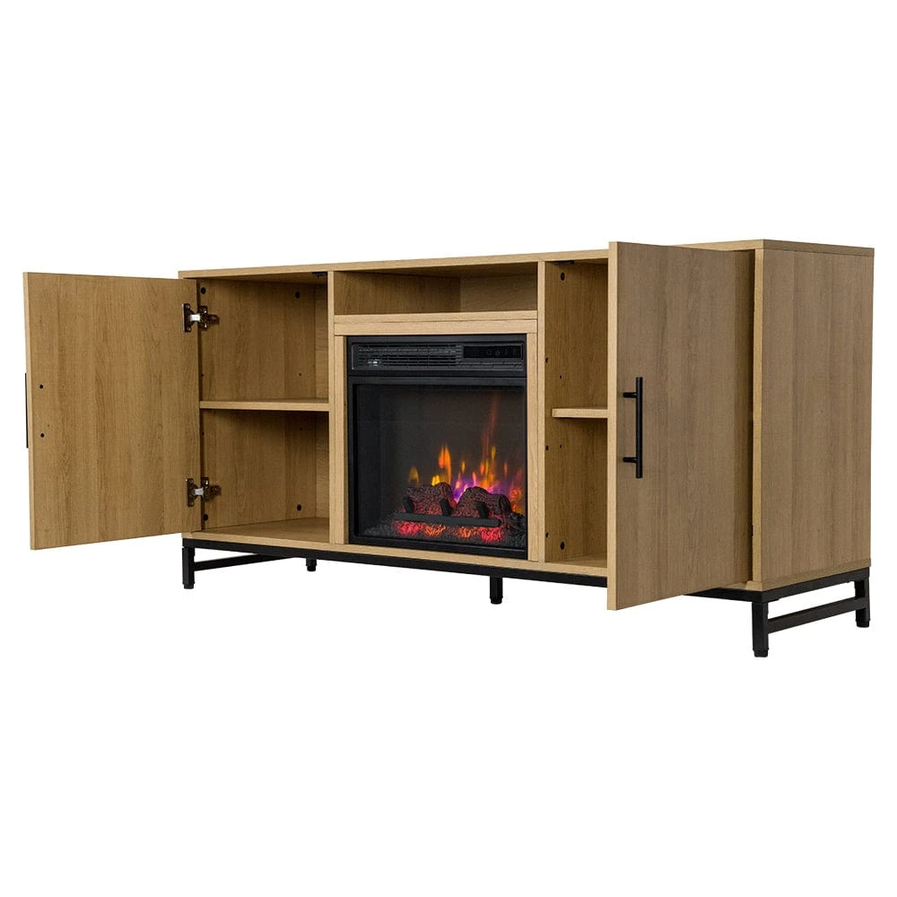 Rochester 56-in White Oak Electric Fireplace TV Stand - Image 7