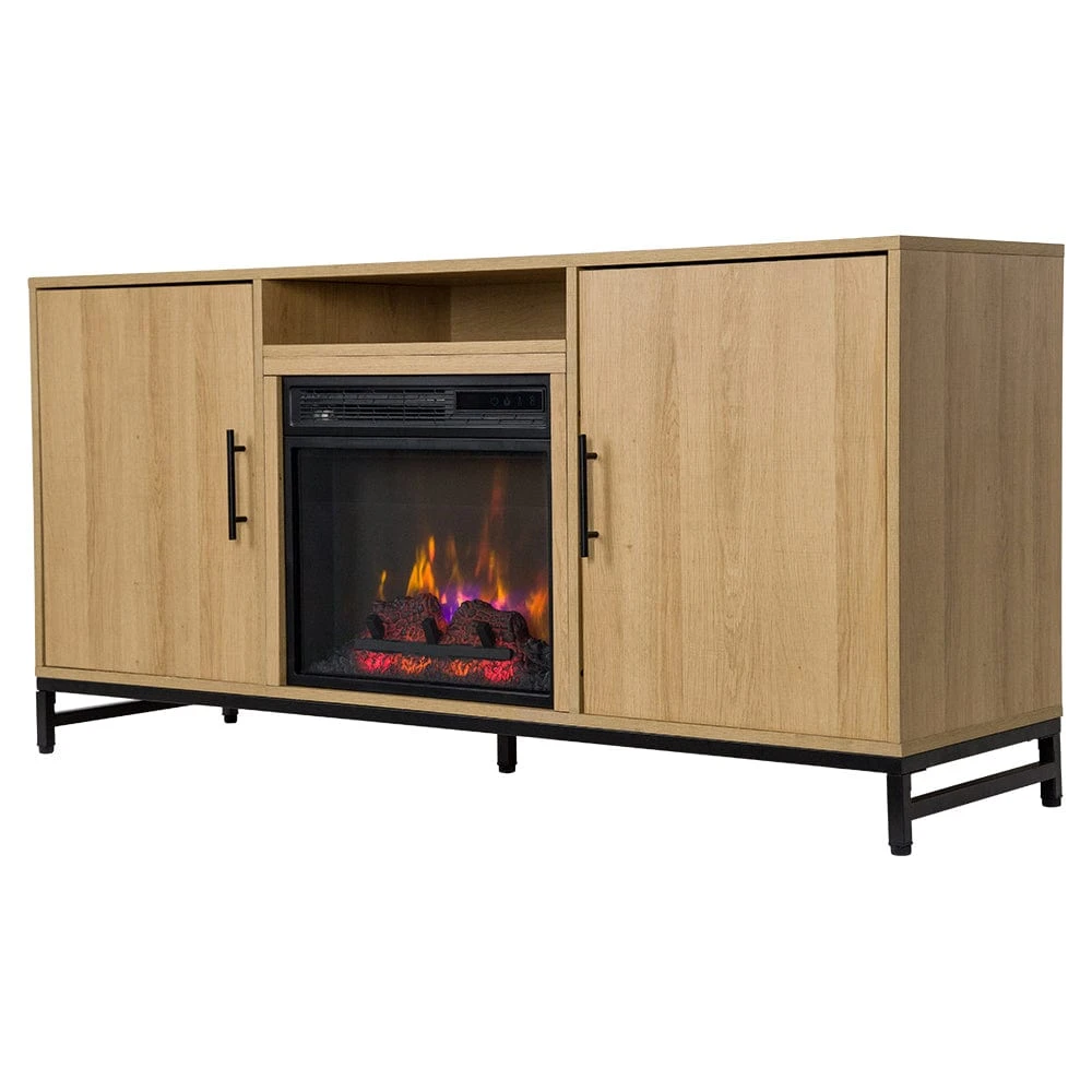 Rochester 56-in White Oak Electric Fireplace TV Stand - Image 2