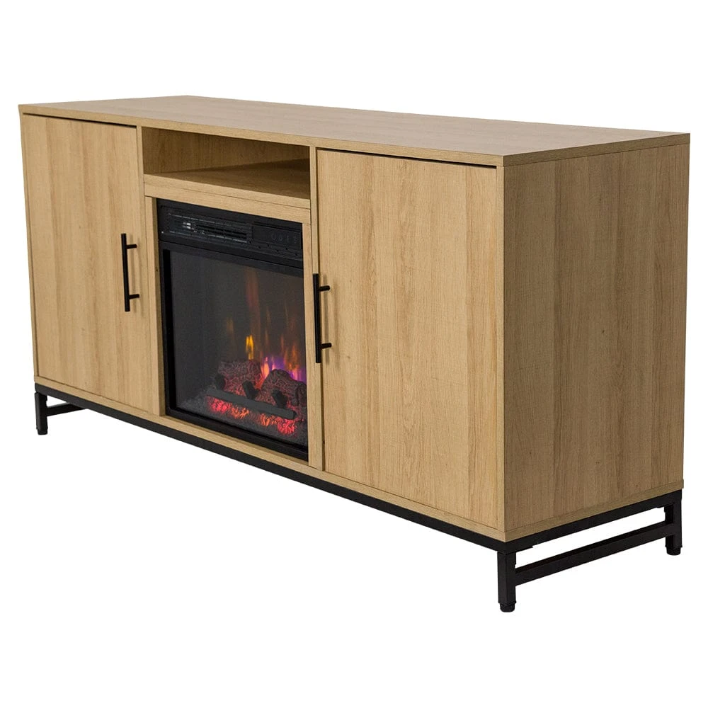 Rochester 56-in White Oak Electric Fireplace TV Stand - Image 6