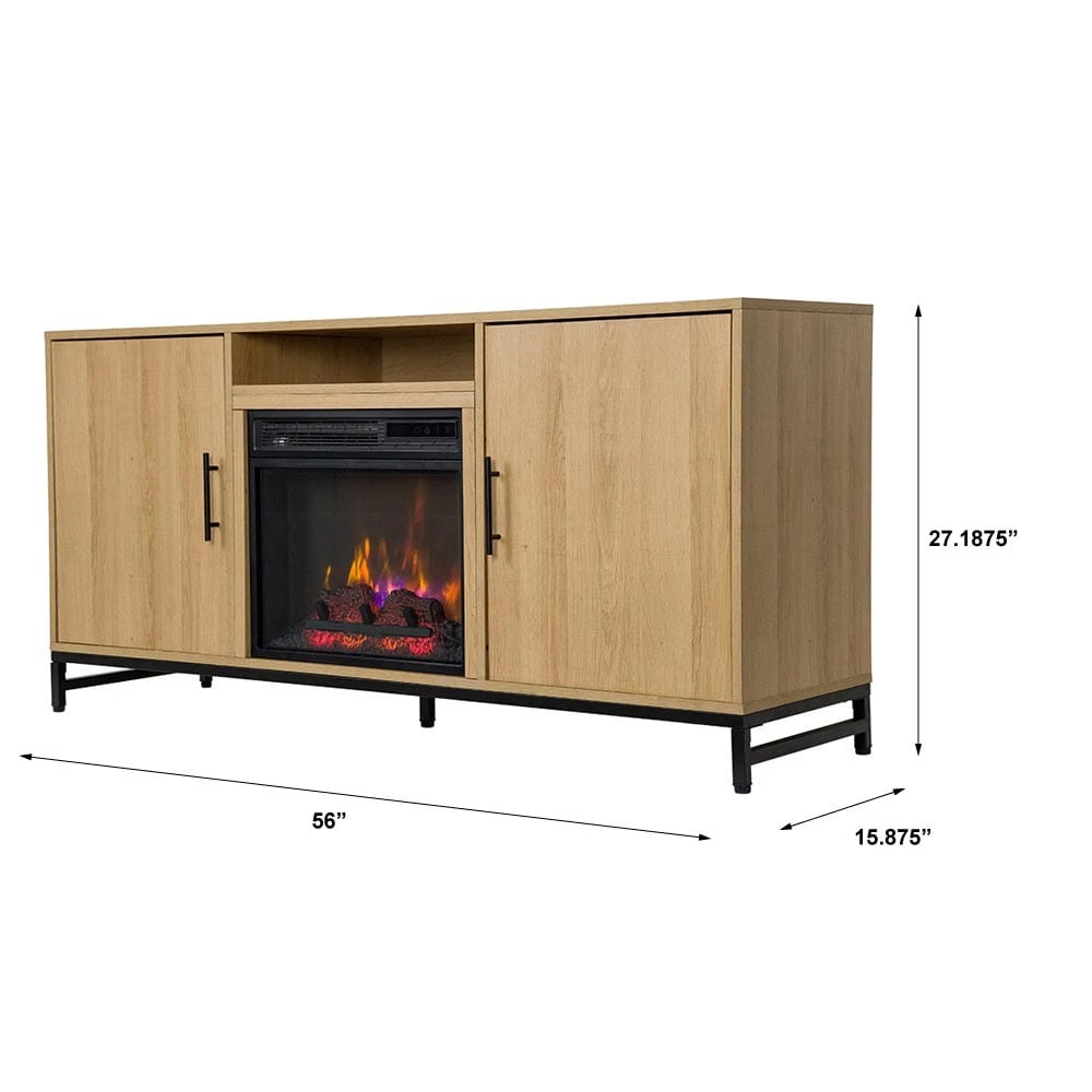 Rochester 56-in White Oak Electric Fireplace TV Stand - Image 13
