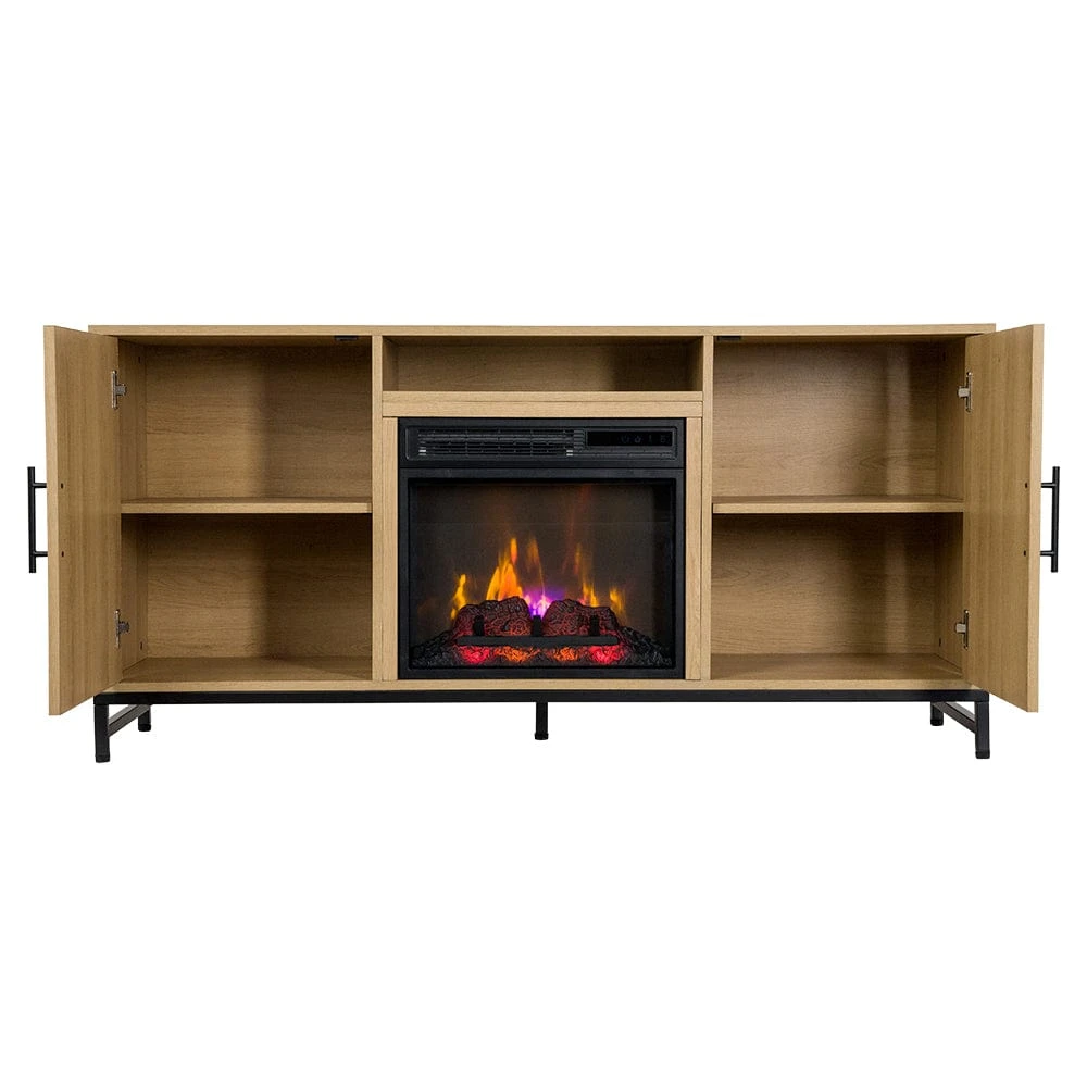 Rochester 56-in White Oak Electric Fireplace TV Stand - Image 8
