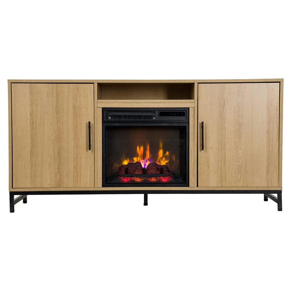 Rochester 56-in White Oak Electric Fireplace TV Stand - Image 4