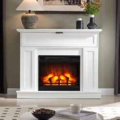 Modern Ember Tillary Corner Electric Fireplace Mantel Package