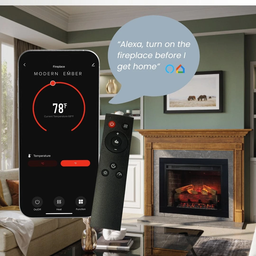 Modern Ember Uptown 28-In Smart Electric Fireplace Insert & Trim Kit - EF-TL-28 & TRIM-28 - Image 7