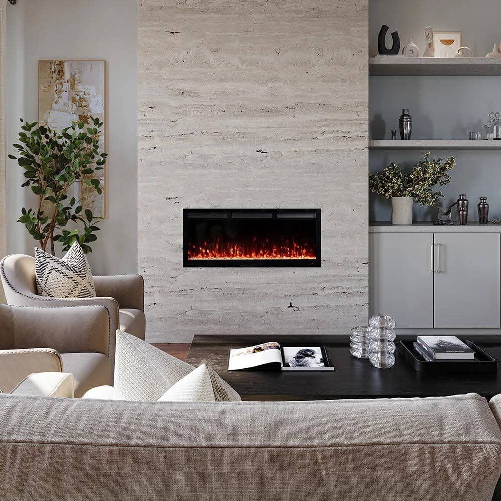 Modern Ember 42 In. Vibrance Built-In Smart Wi-Fi Enabled Linear Electric Fireplace With Remote Control And Adjustable Flame - Image 10