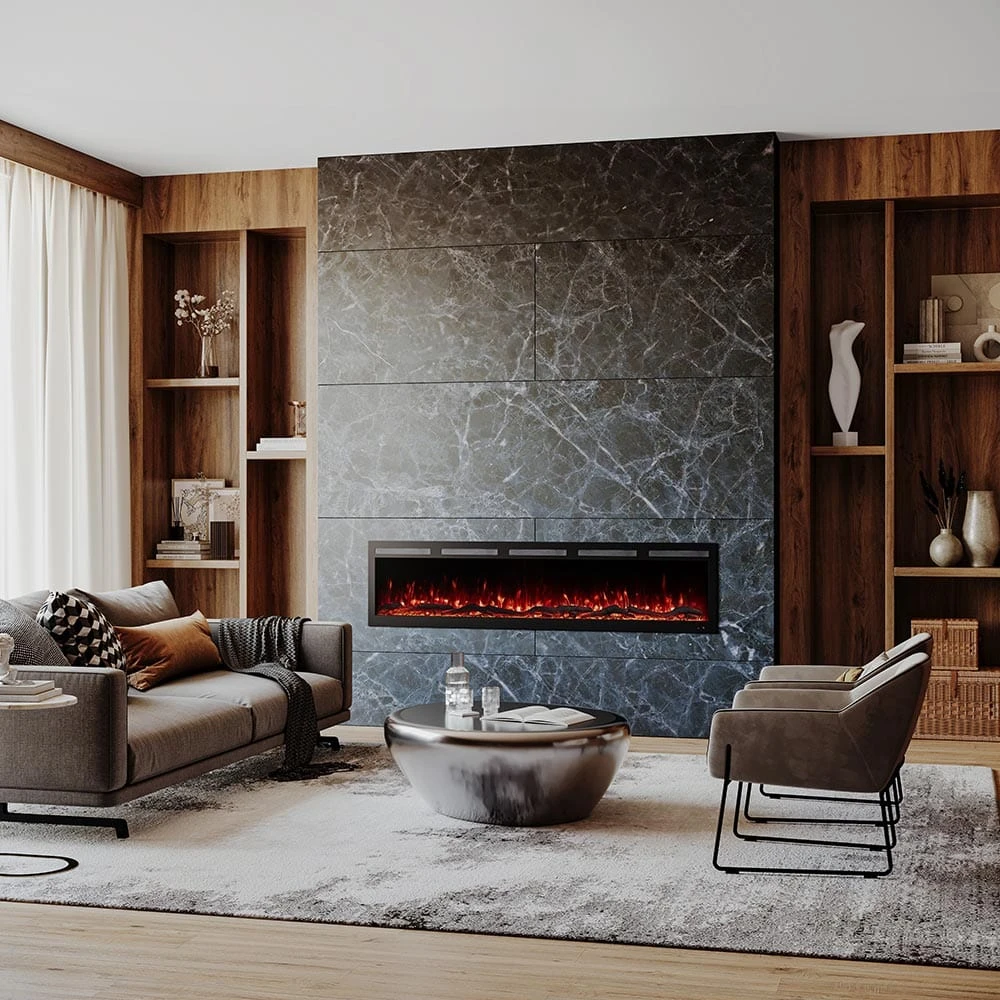 Modern Ember 72 In. Vibrance Built-In Smart Wi-Fi Enabled Linear Electric Fireplace With Remote Control And Adjustable Flame - Image 10