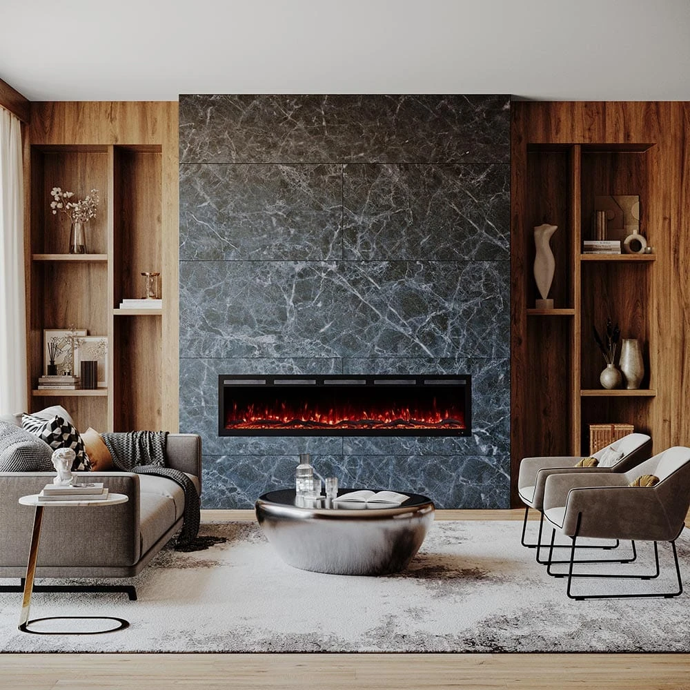 Modern Ember 72 In. Vibrance Built-In Smart Wi-Fi Enabled Linear Electric Fireplace With Remote Control And Adjustable Flame - Image 9