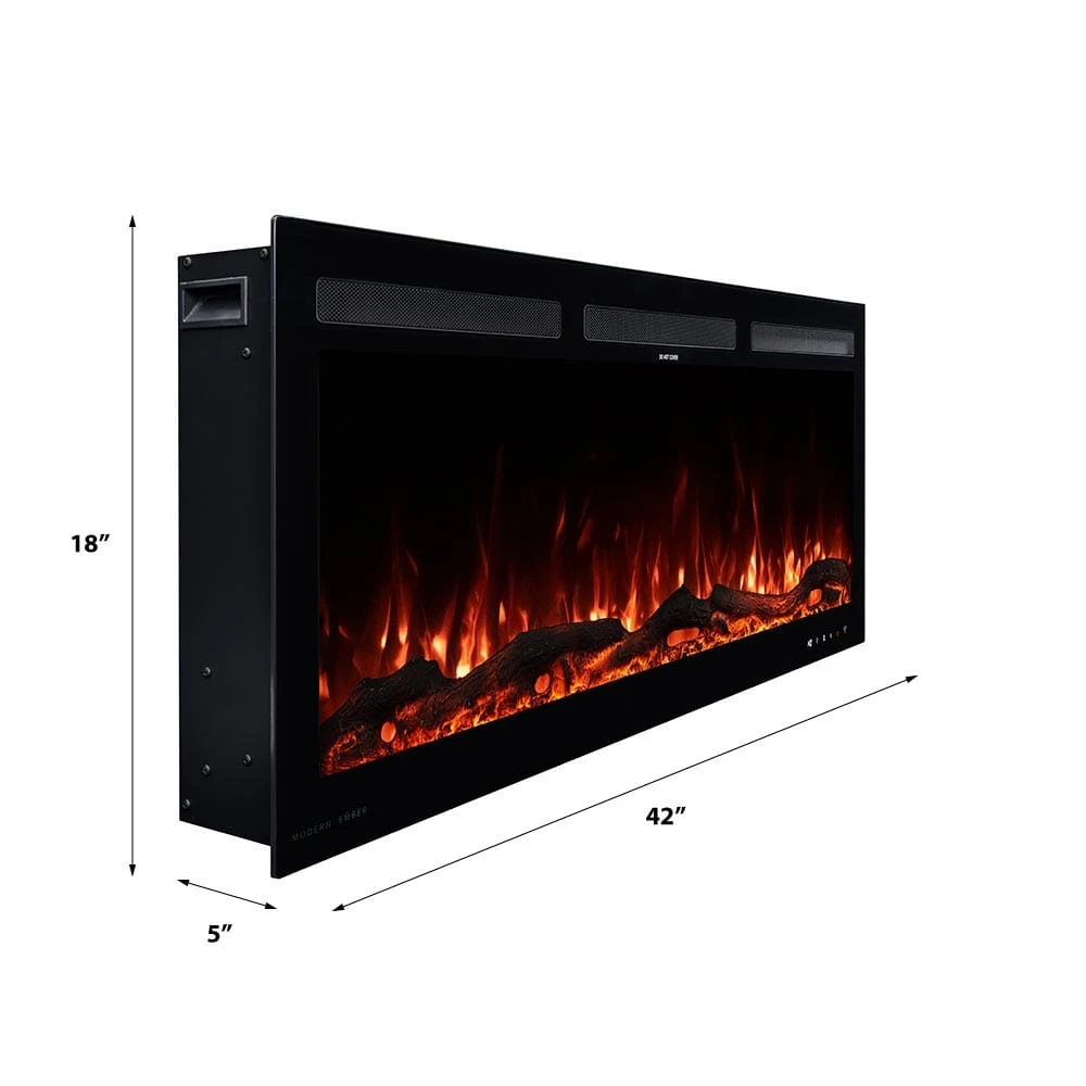 Modern Ember 42 In. Vibrance Built-In Smart Wi-Fi Enabled Linear Electric Fireplace With Remote Control And Adjustable Flame - Image 5