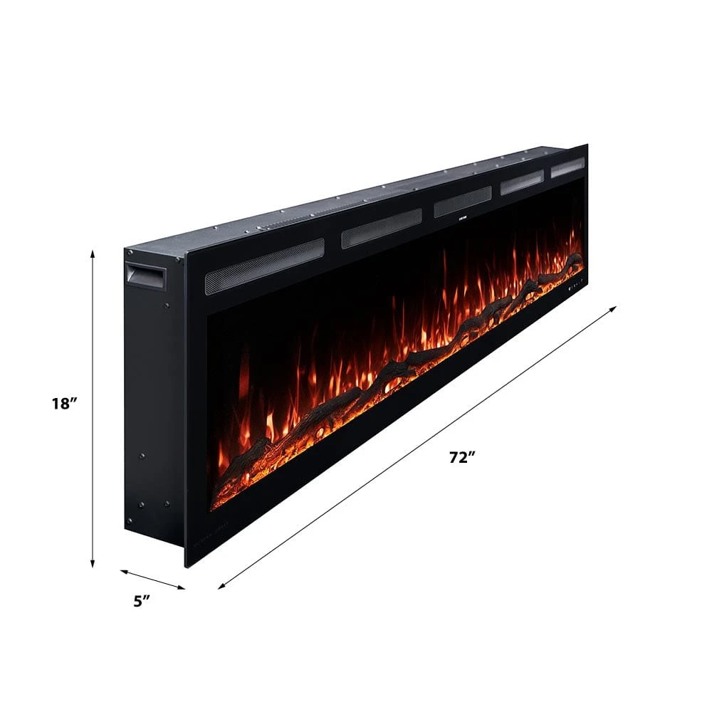 Modern Ember 72 In. Vibrance Built-In Smart Wi-Fi Enabled Linear Electric Fireplace With Remote Control And Adjustable Flame - Image 5