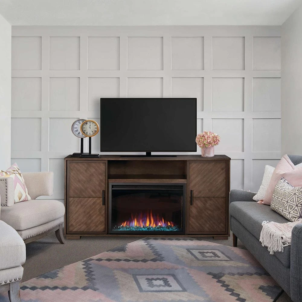 Napoleon Hayworth Electric Fireplace TV Stand In Rustic Long Board - Image 2