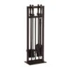 5 Piece Mission Style Fireplace Tool Set In Wenge- 30-in H
