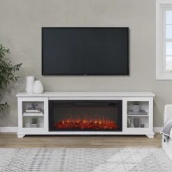 Benjamin Infrared Electric Fireplace TV Stand In White
